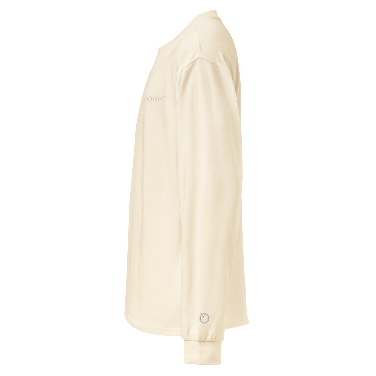 Premium heavyweight long sleeve cotton shirt in ecru with white switch\off and logo embroidery - An Athlete Trains.