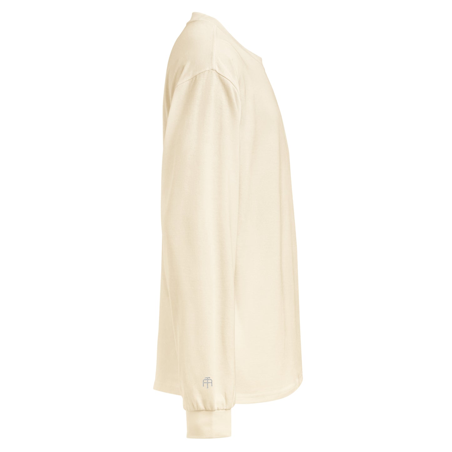 Premium heavyweight long sleeve cotton shirt in ecru with white switch\off and logo embroidery - An Athlete Trains.