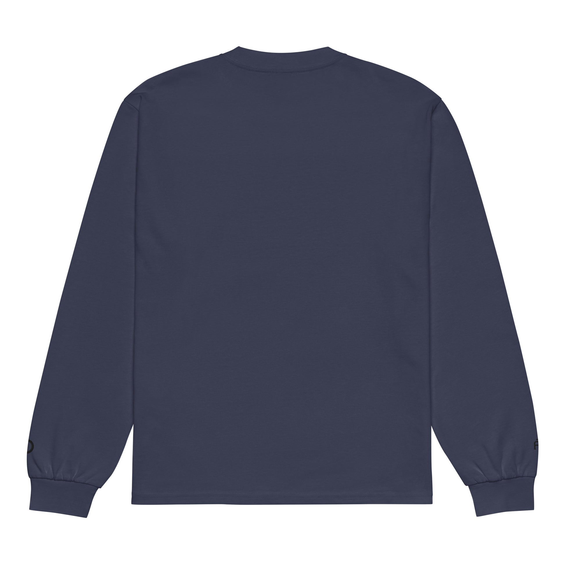 Premium heavyweight long sleeve cotton shirt in midnight blue with black switch\off and logo embroidery - An Athlete Trains.