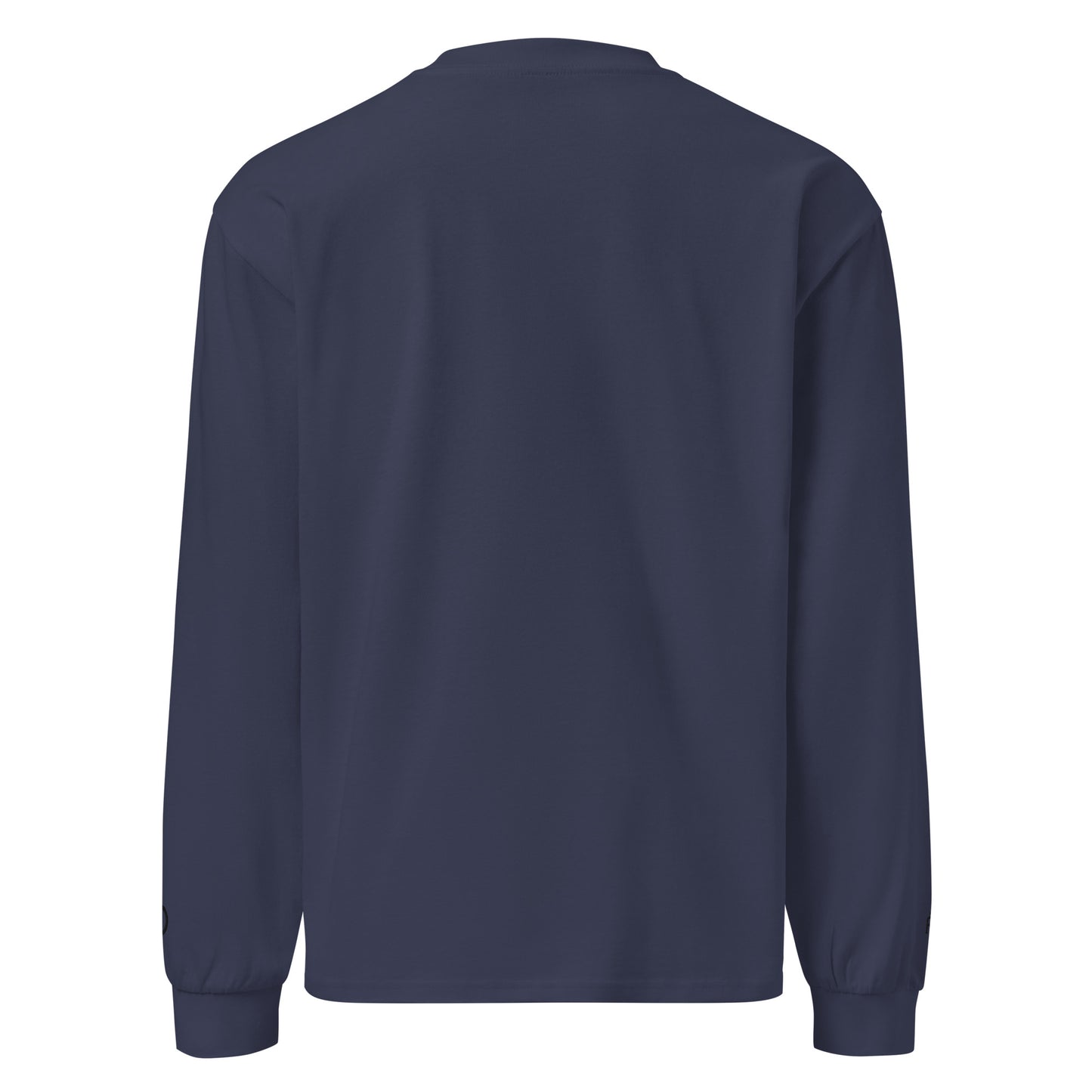 Premium heavyweight long sleeve cotton shirt in midnight blue with black switch\off and logo embroidery - An Athlete Trains.
