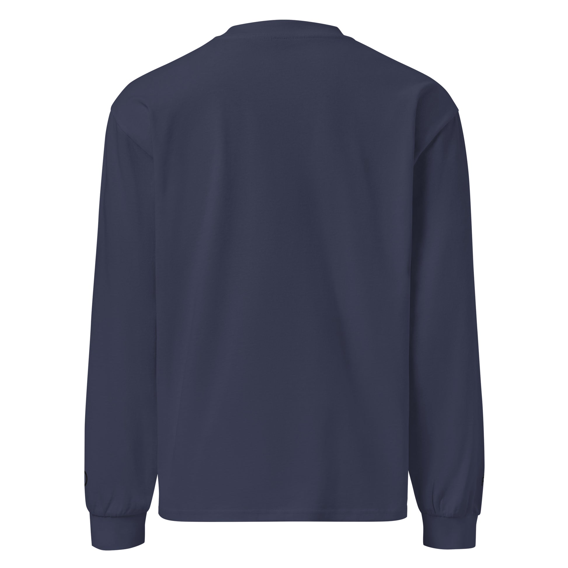 Premium heavyweight long sleeve cotton shirt in midnight blue with black switch\off and logo embroidery - An Athlete Trains.