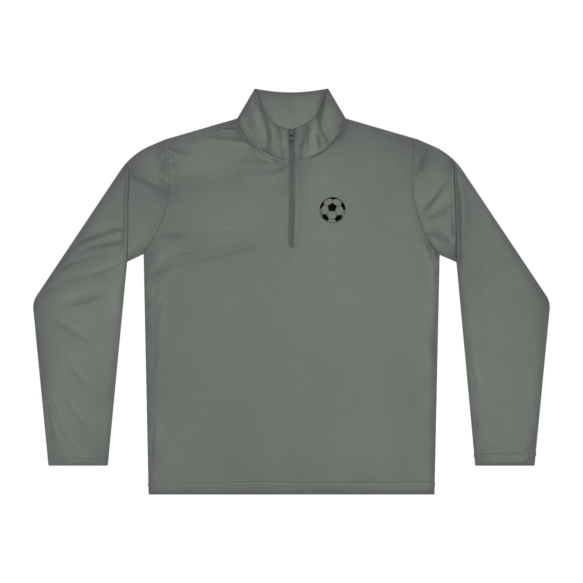 Gray Soccer Edition lightweight quarter-zip pullover in breathable 3.8 oz performance fabric — An Athlete Trains soccer warmup gear | Our Game Collection 