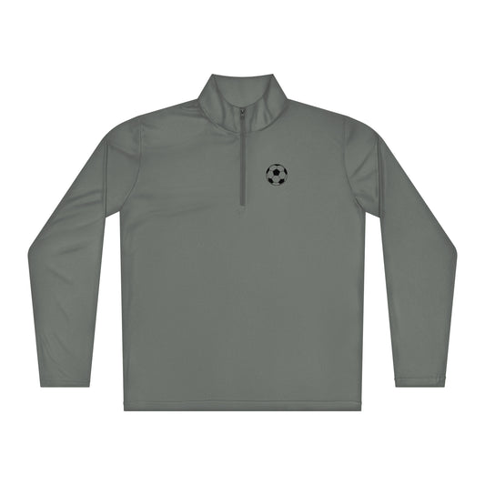 Gray Soccer Edition lightweight quarter-zip pullover in breathable 3.8 oz performance fabric — An Athlete Trains soccer warmup gear | Our Game Collection 