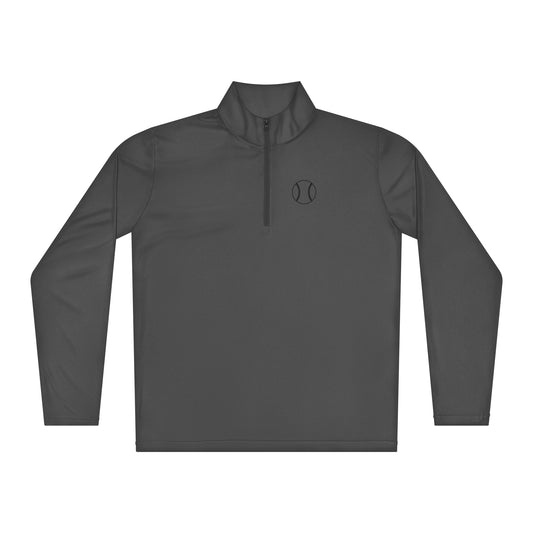 Dark gray Baseball Edition moisture-wicking quarter-zip with CAD-cut silhouette for diamond performance | Our Game collection | An Athlete Trains