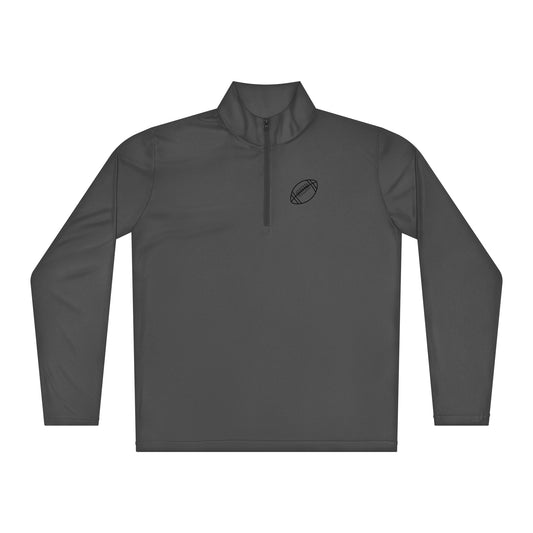 Dark gray Football Edition 3.8 oz lightweight quarter-zip training layer with cadet collar | An Athlete Trains activewear apparel | Our Game