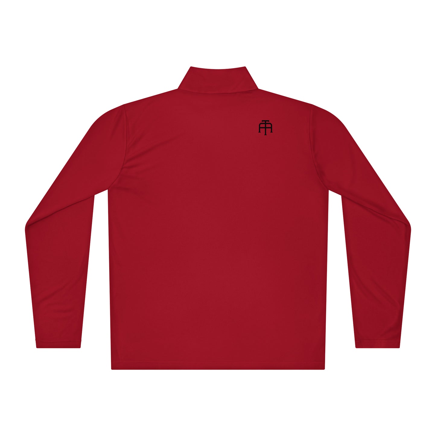 SWITCH/ON, unisex, quarter-zip long sleeve in red, black edition logos, moisture-wicking, odor-resistant, active-layer, training