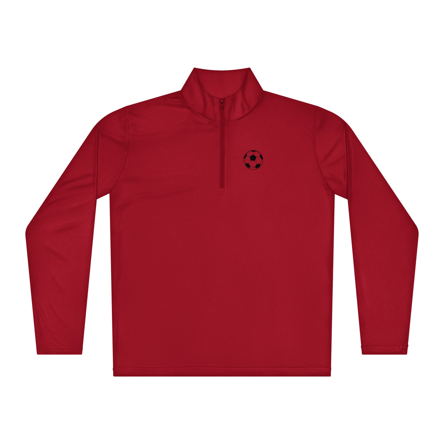 Red Soccer Edition lightweight quarter-zip pullover in breathable 3.8 oz performance fabric — An Athlete Trains soccer warmup gear | Our Game Collection 