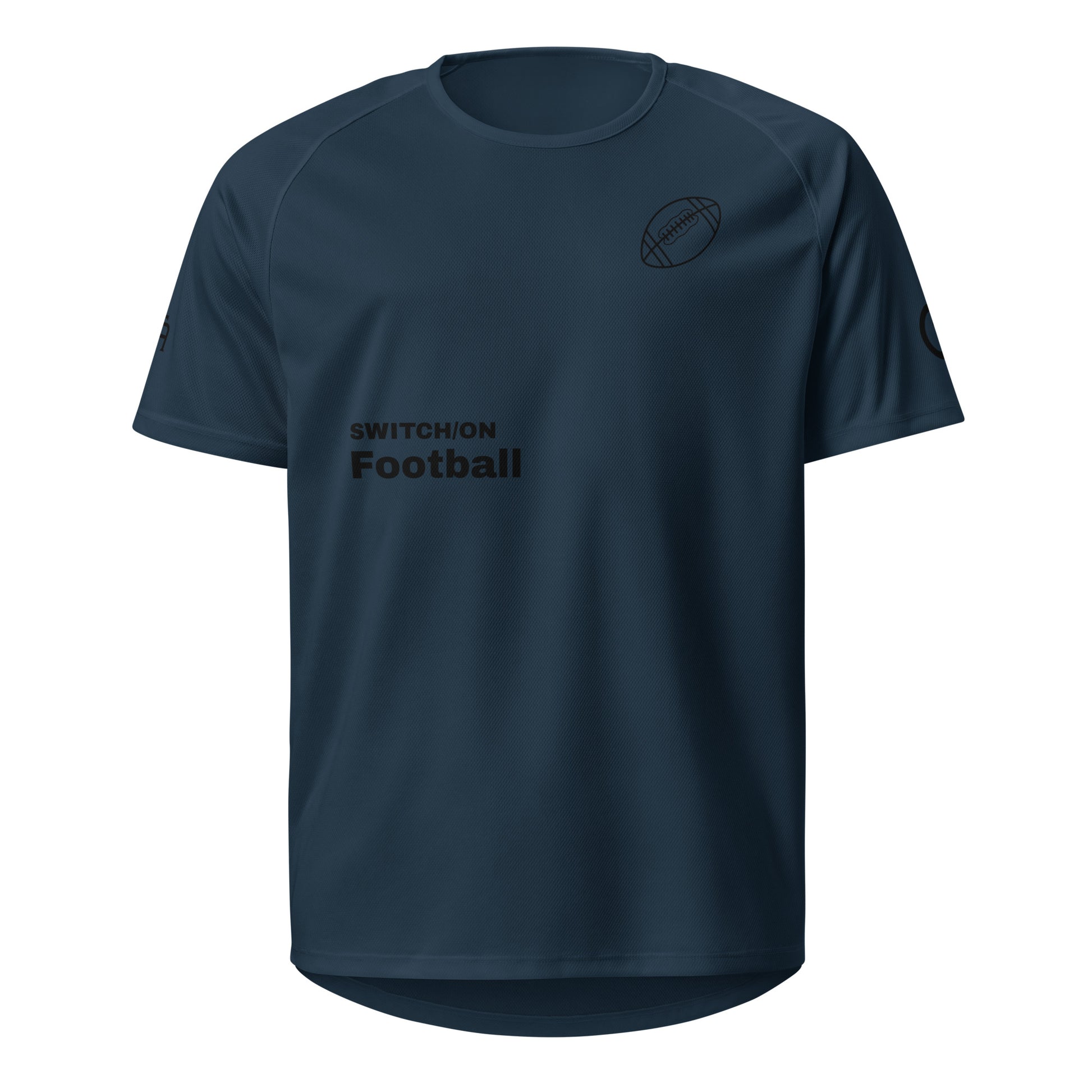 Unisex breathable Football Edition performance apparel mesh jersey in navy with SWITCH/ON branding | Our Game | Football Edition