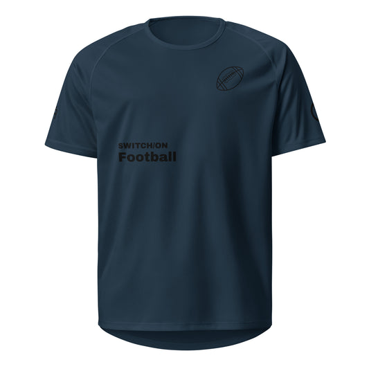 Unisex breathable Football Edition performance apparel mesh jersey in navy with SWITCH/ON branding | Our Game | Football Edition