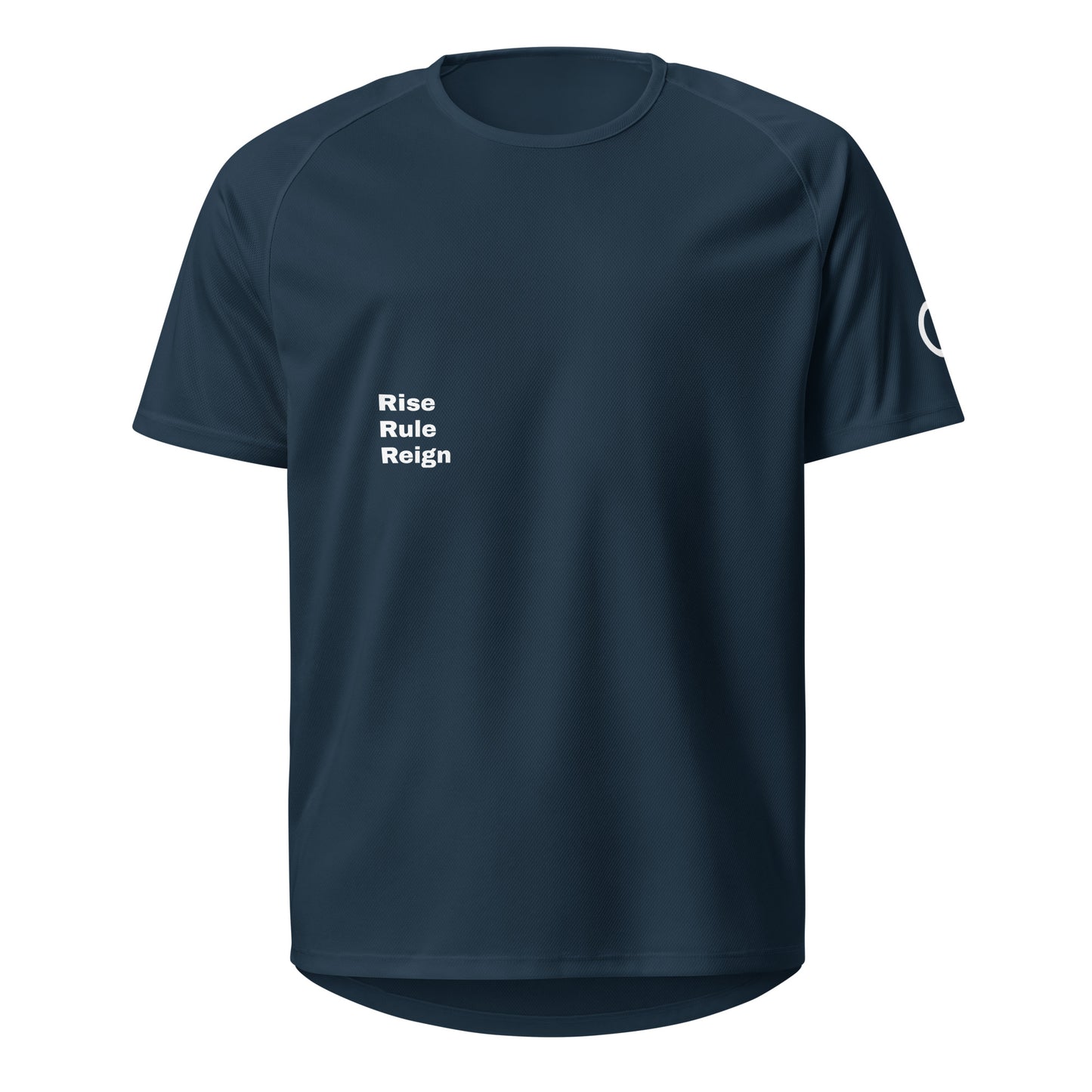 Navy Rise, Rule, Reign mesh sports jersey performance gear from the Our Mindset collection | An Athlete Trains