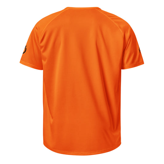 Unisex breathable Tennis Edition performance apparel mesh jersey in orange with SWITCH/ON branding | Our Game | Tennis Edition