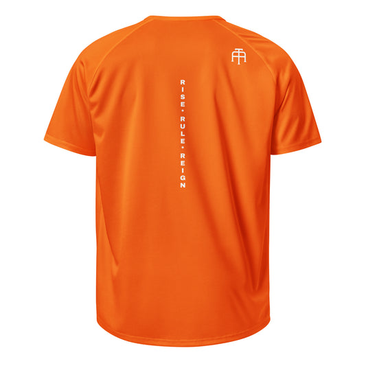 The Backbone Series mesh jersey featuring 'Rise Rule Reign' printed vertically down the center back for a bold, inspired athletic look