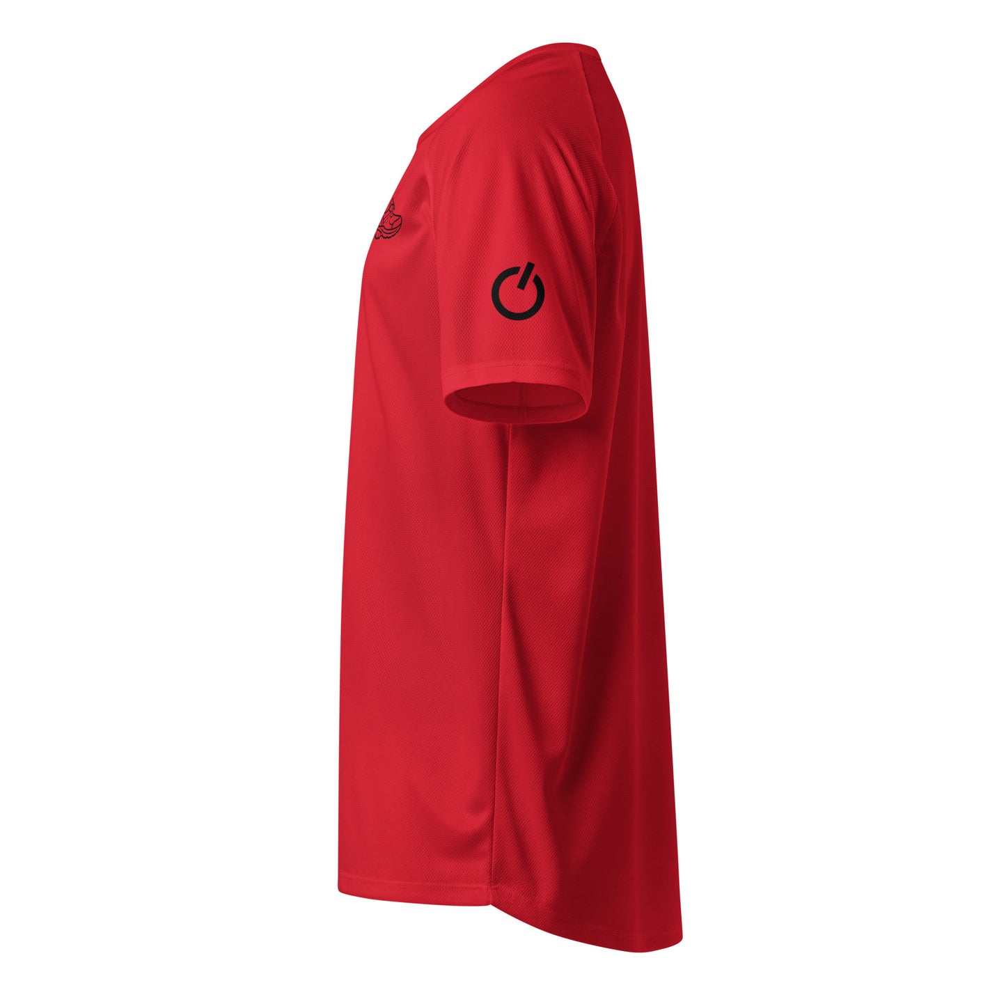 Unisex breathable Running Edition performance apparel mesh jersey in red with SWITCH/ON branding | Our Game | Running Edition