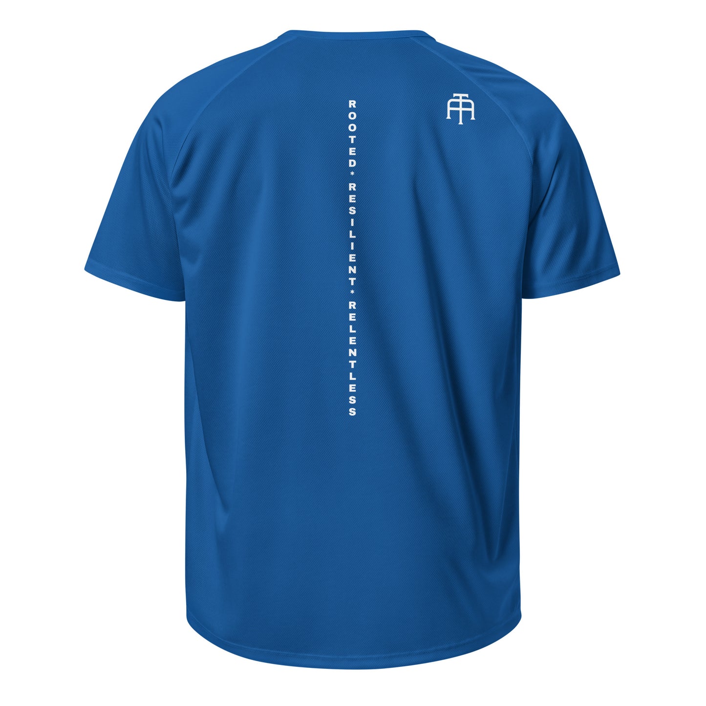 The Backbone Series mesh jersey featuring 'Rooted Resilient Relentless' printed vertically down the center back for a bold, inspired athletic look