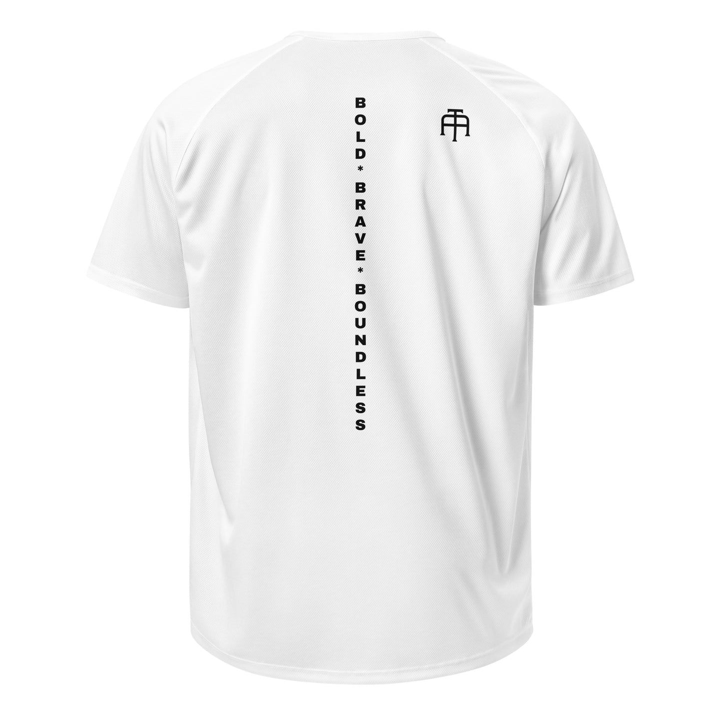 The Backbone Series mesh jersey featuring 'Bold Brave Boundless' printed vertically down the center back for a bold, inspired athletic look