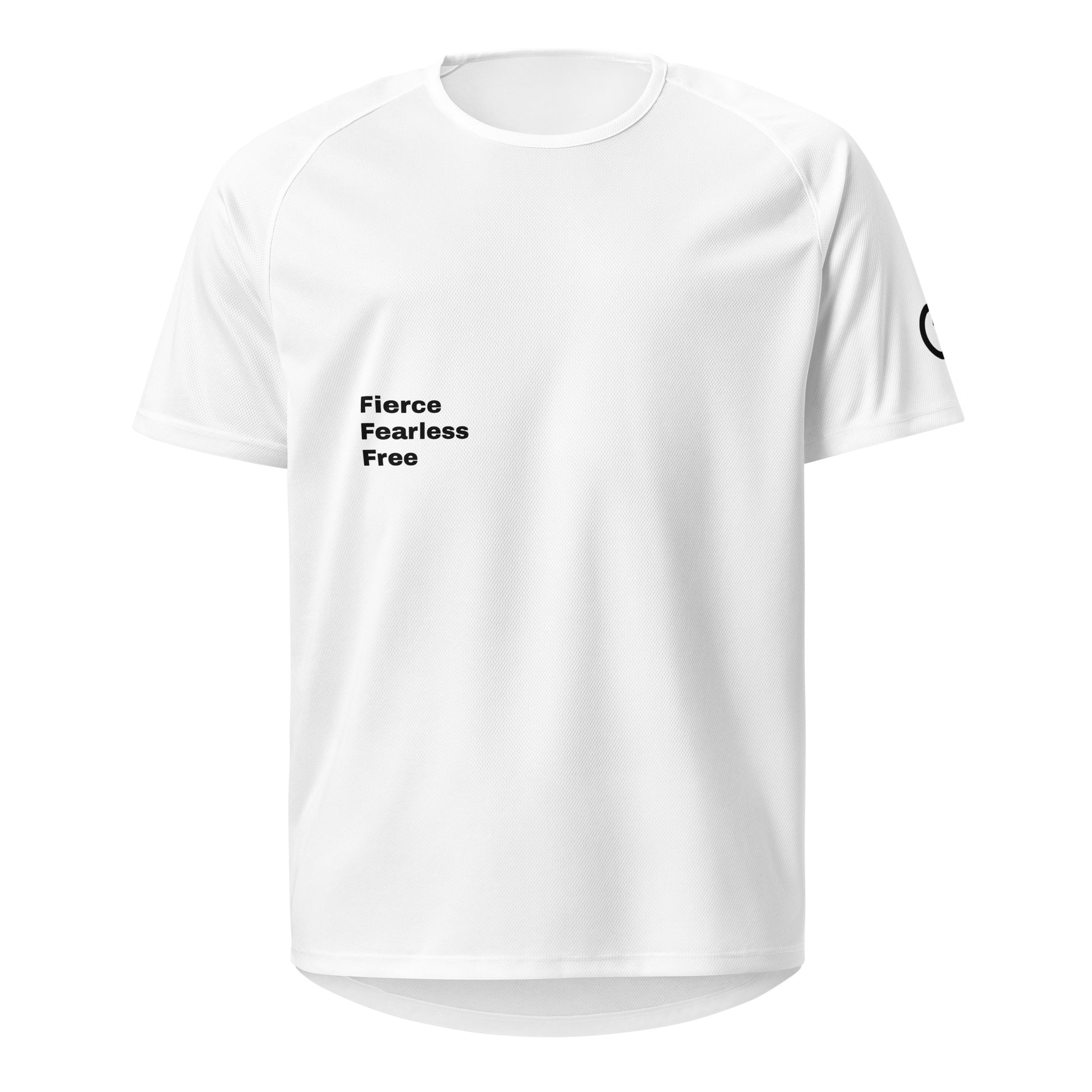 White Fierce, Fearless, Free Edition lightweight polyester mesh jersey - Our Mindset collection for high-intensity training from An Athlete Trains