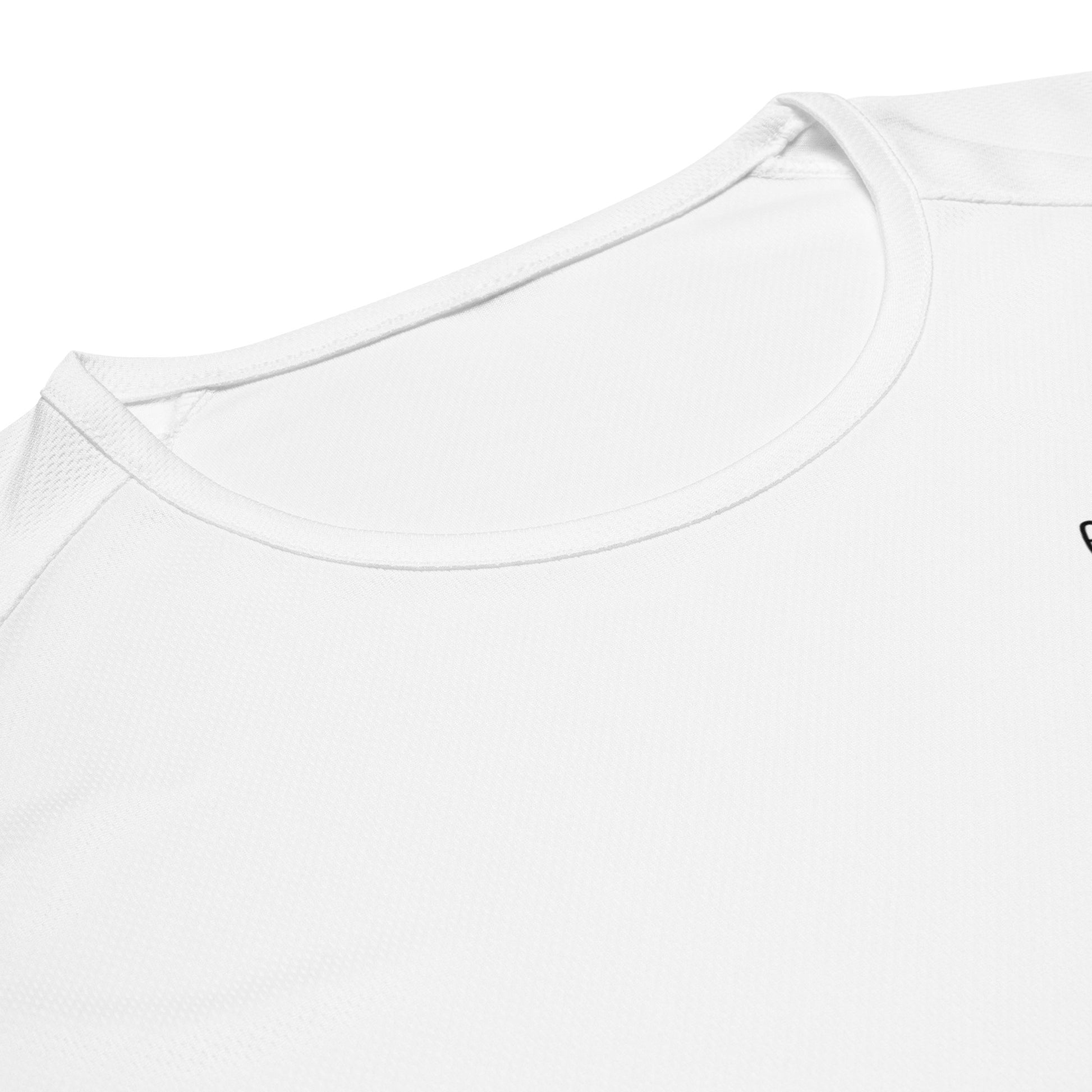 Unisex breathable Running Edition performance apparel mesh jersey in white with SWITCH/ON branding | Our Game | Running Edition