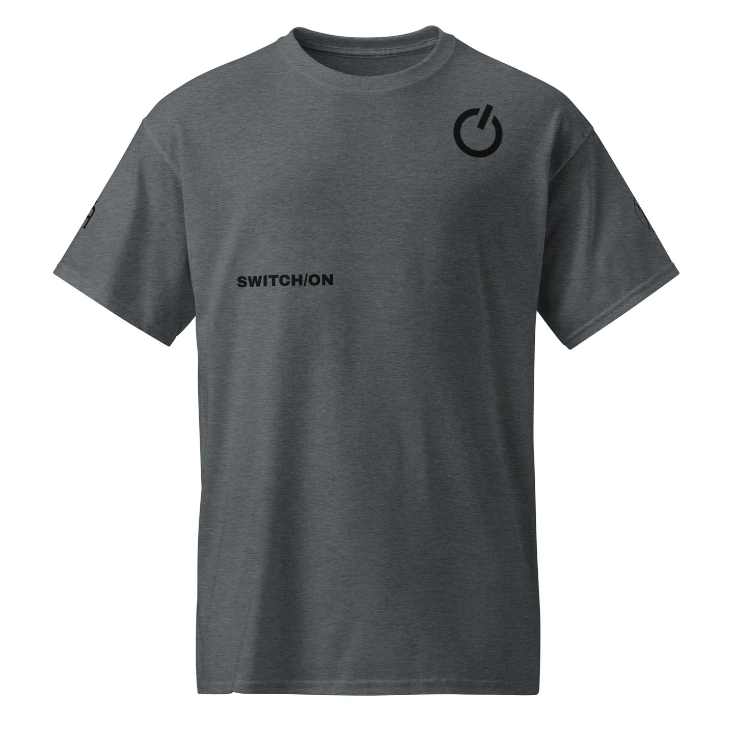 SWITCH/ON, unisex, moisture-wicking, training, activewear, dryblend t-shirt in dark gray heather and black edition baseball logo - An Athlete Trains