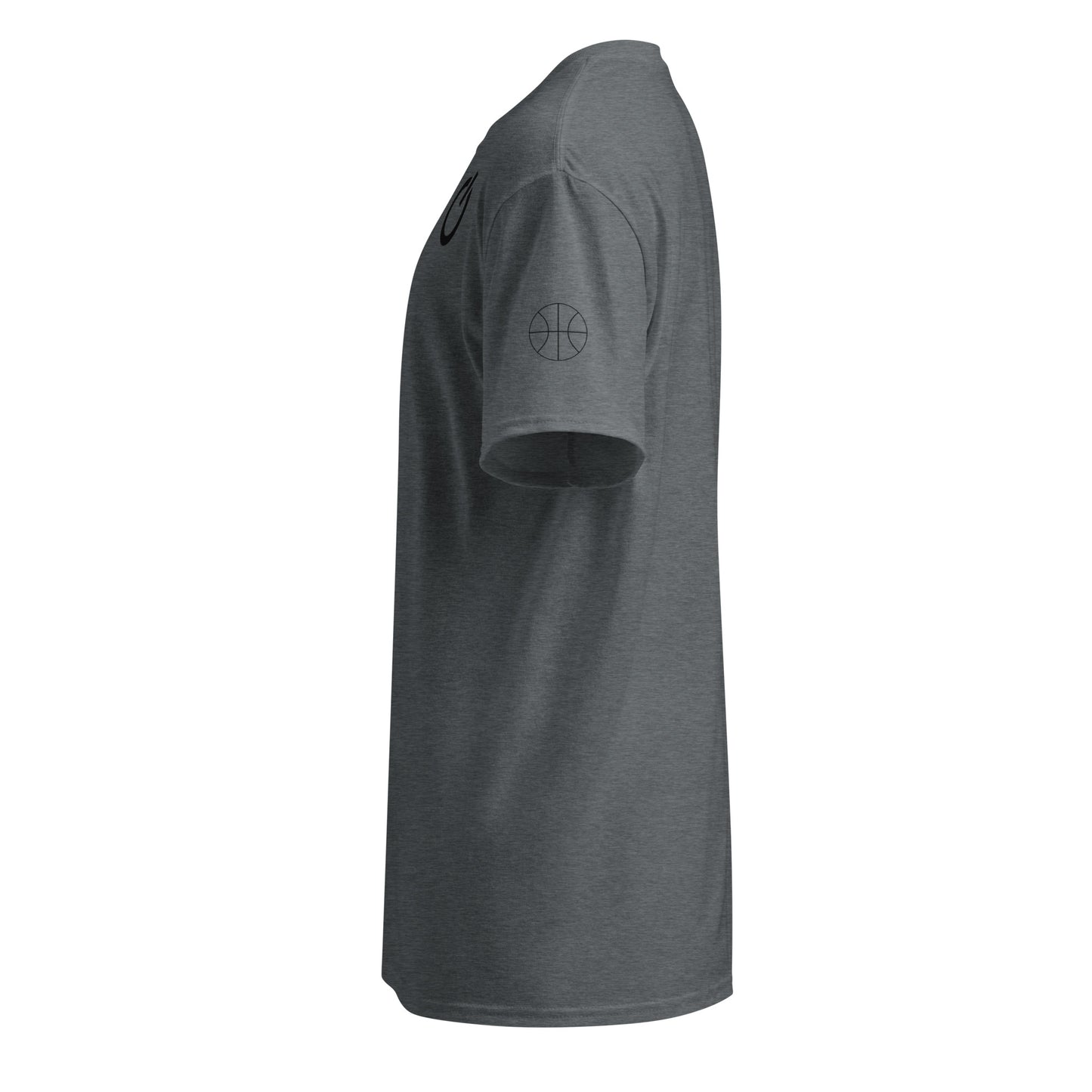 SWITCH/ON, unisex, moisture-wicking, training, activewear, dryblend t-shirt in dark heather gray and black edition basketball logo - An Athlete Trains