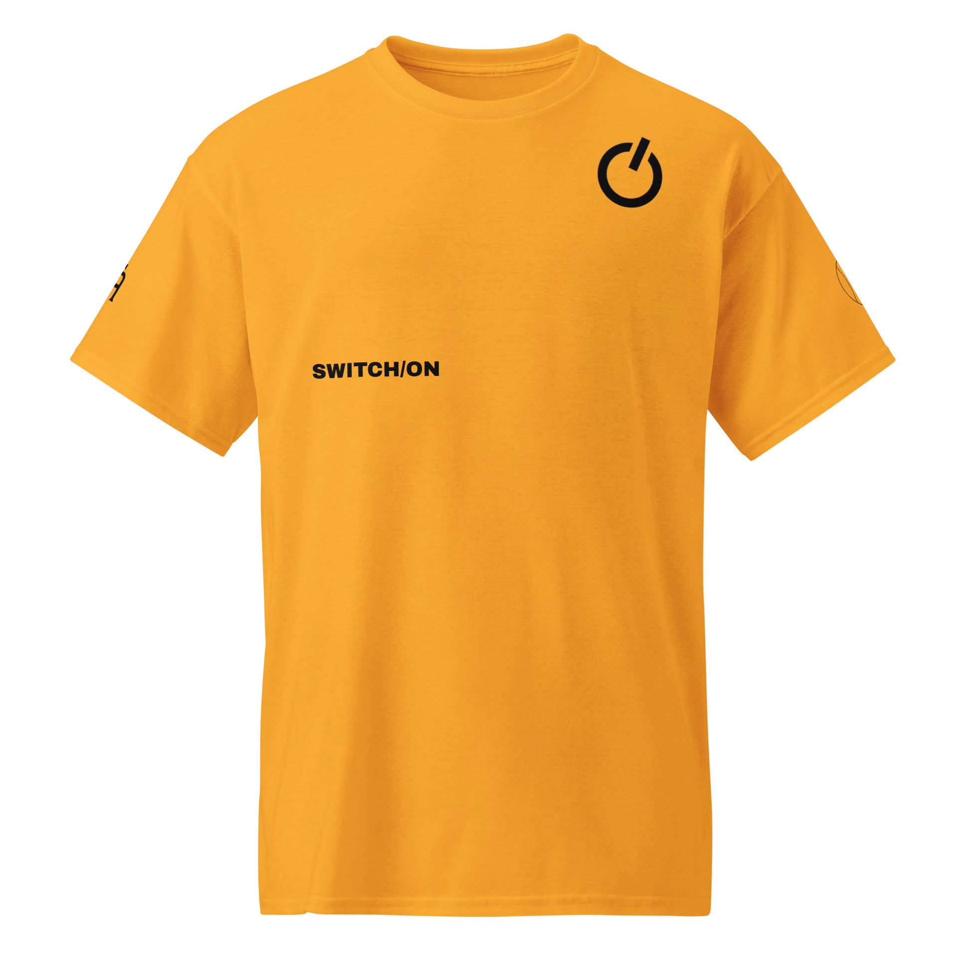 SWITCH/ON, unisex, moisture-wicking, training, activewear, dryblend t-shirt in gold with black edition tennis logo - An Athlete Trains