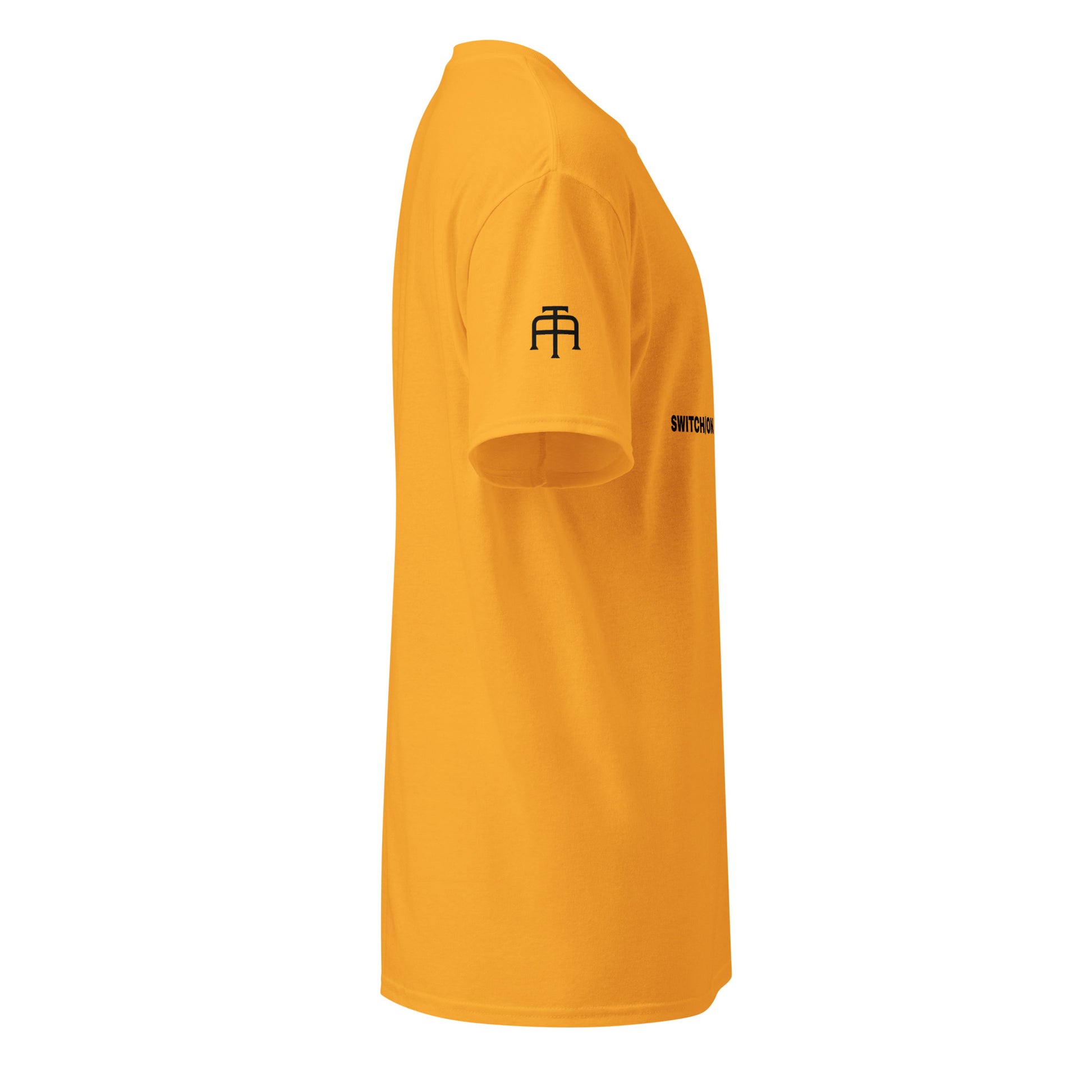 SWITCH/ON, unisex, moisture-wicking, training, activewear, dryblend t-shirt in gold and black edition baseball logo - An Athlete Trains