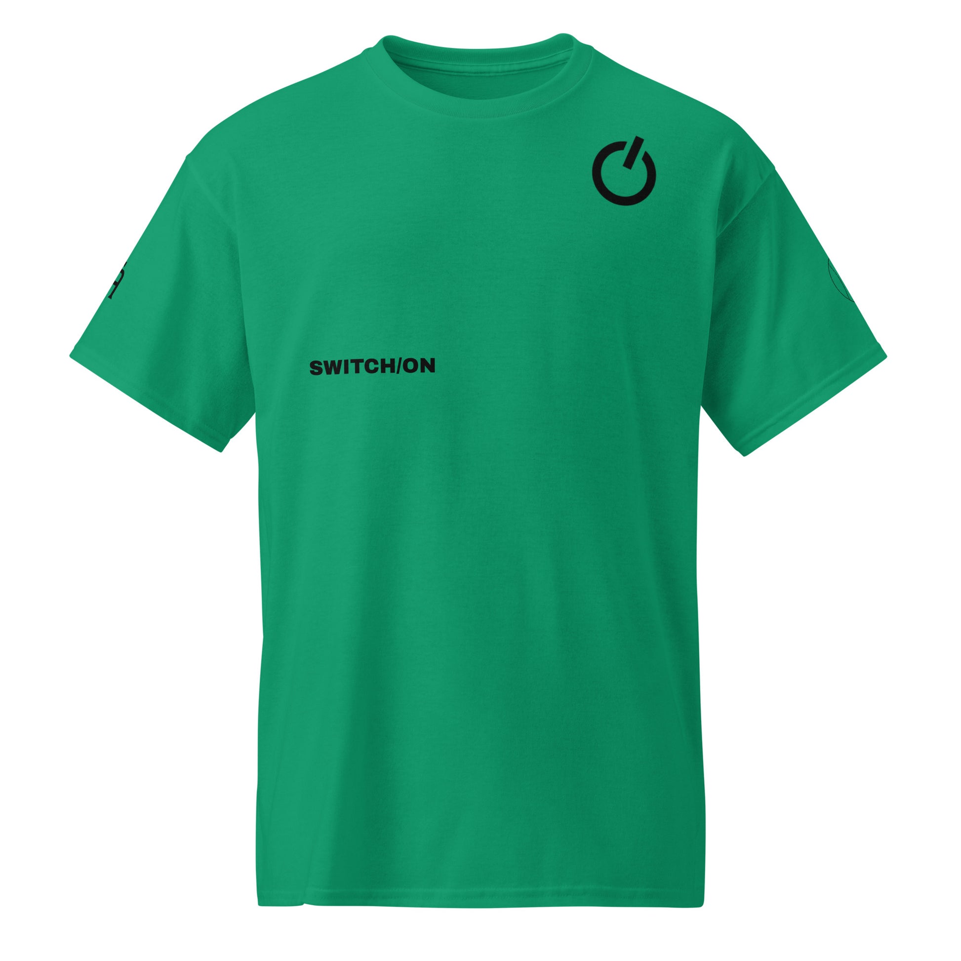 SWITCH/ON, unisex, moisture-wicking, training, activewear, dryblend t-shirt in kelly green with black edition tennis logo - An Athlete Trains