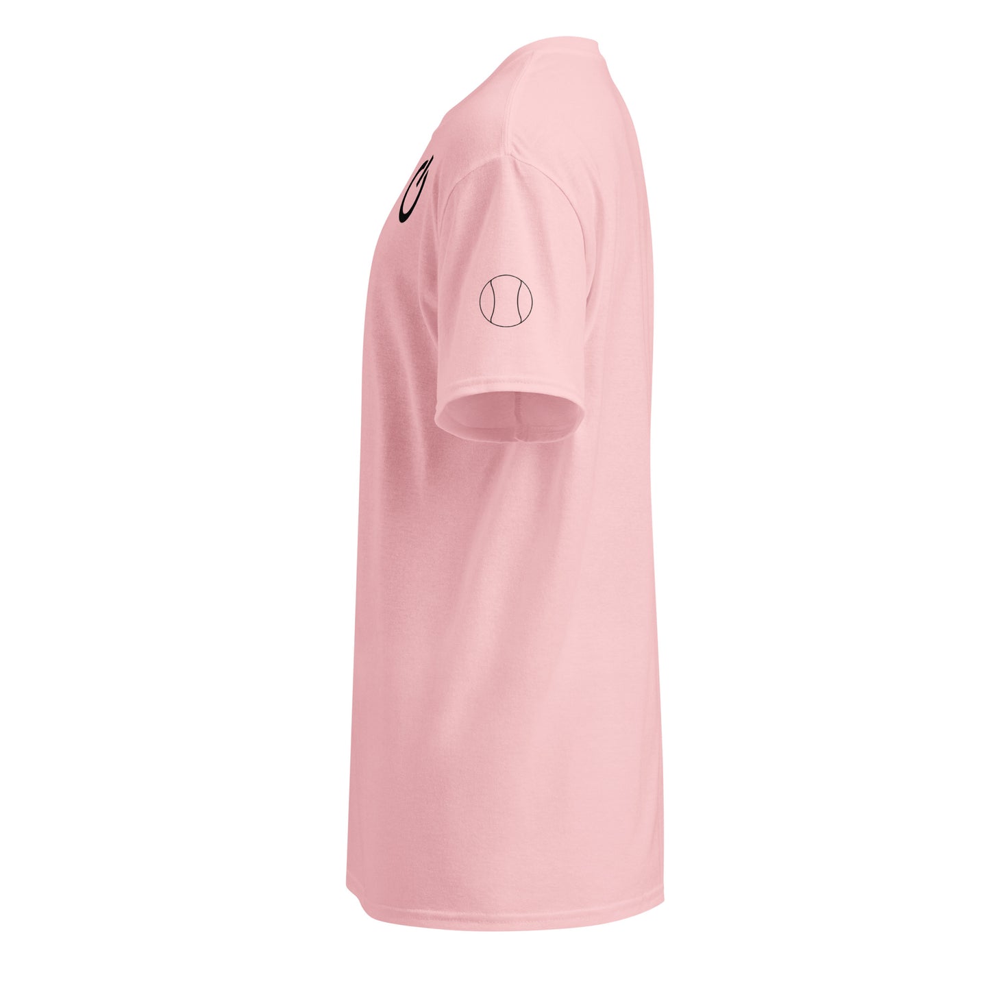 SWITCH/ON, unisex, moisture-wicking, training, activewear, dryblend t-shirt in pink with black edition tennis logo - An Athlete Trains