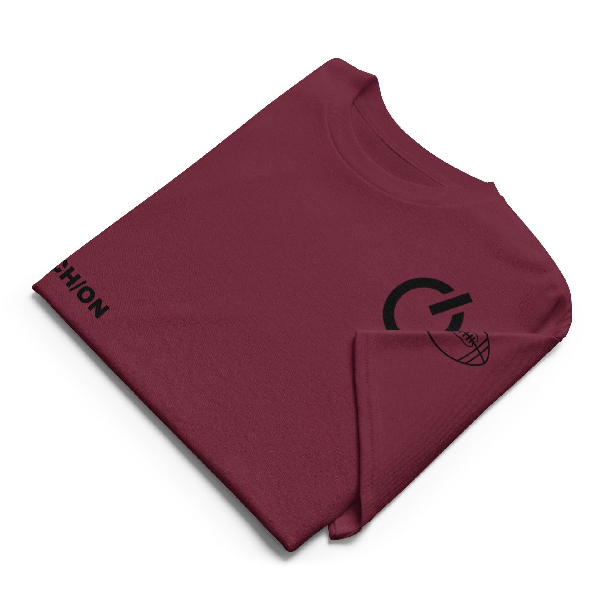 SWITCH/ON, unisex, moisture-wicking, training, activewear, dryblend t-shirt in maroon with black edition football logo - An Athlete Trains