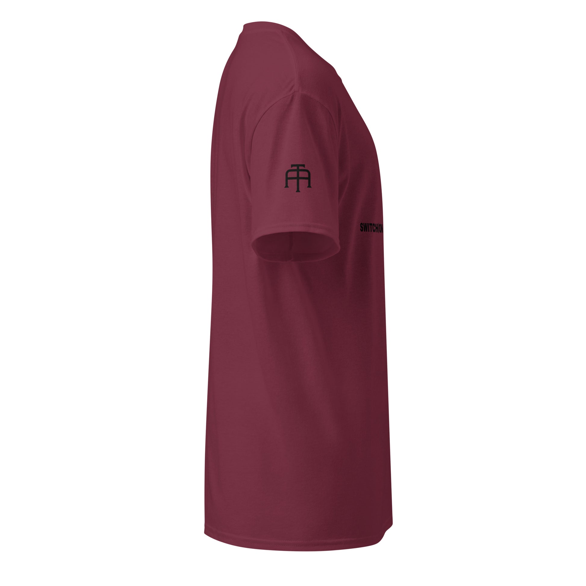 SWITCH/ON, unisex, moisture-wicking, training, activewear, dryblend t-shirt in maroon and black edition basketball logo - An Athlete Trains