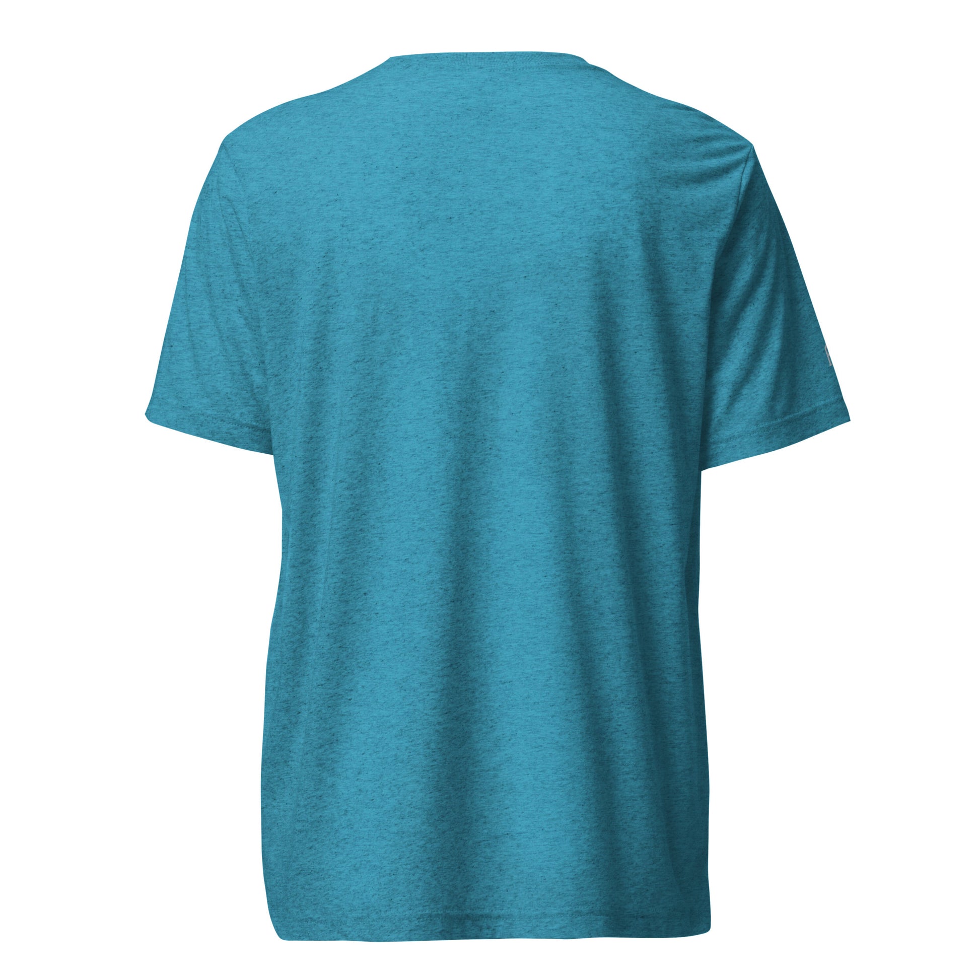 Fitted athletic tri-blend t-shirt in aqua - An Athlete Trains. Back view