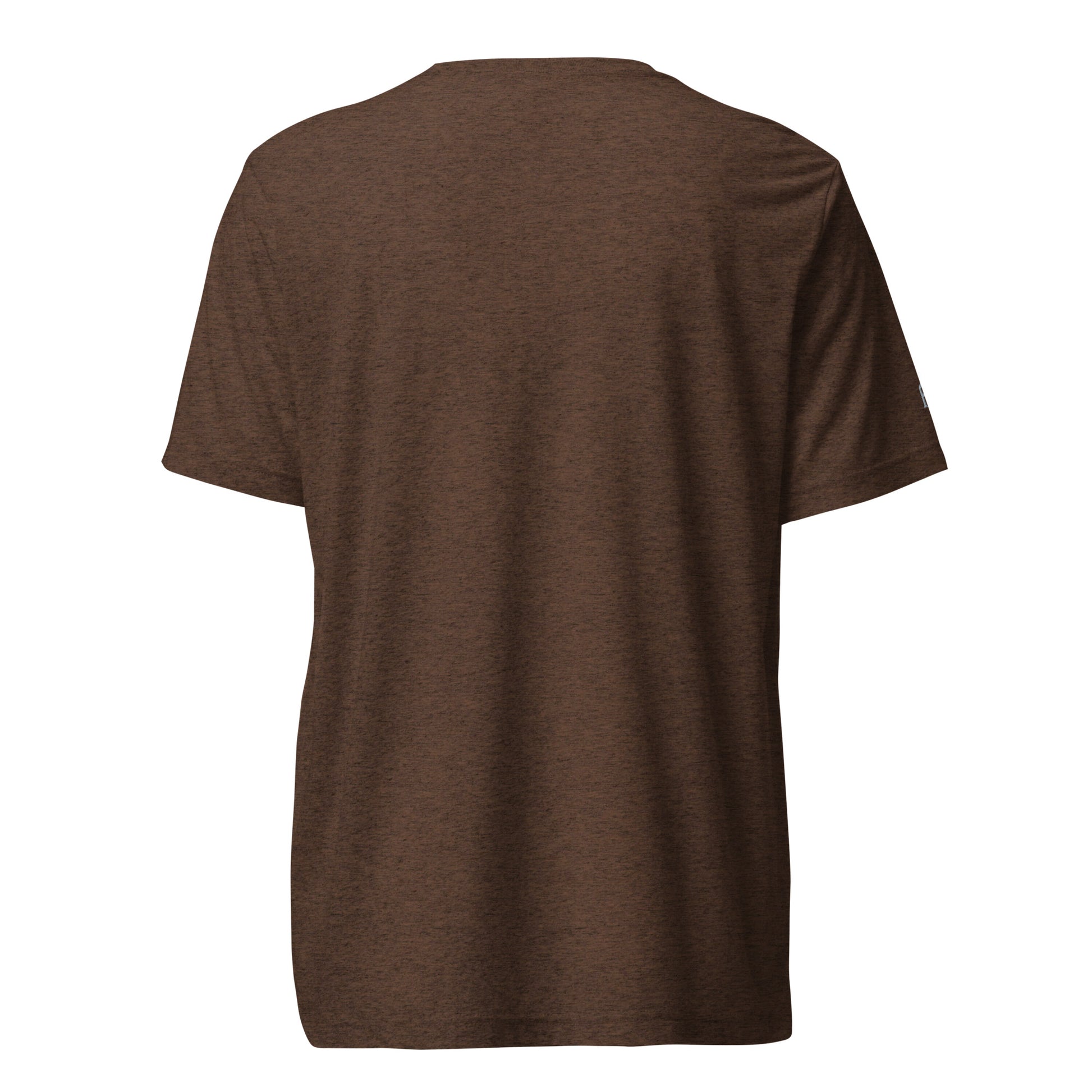 Fitted athletic tri-blend t-shirt in brown - An Athlete Trains. Back view