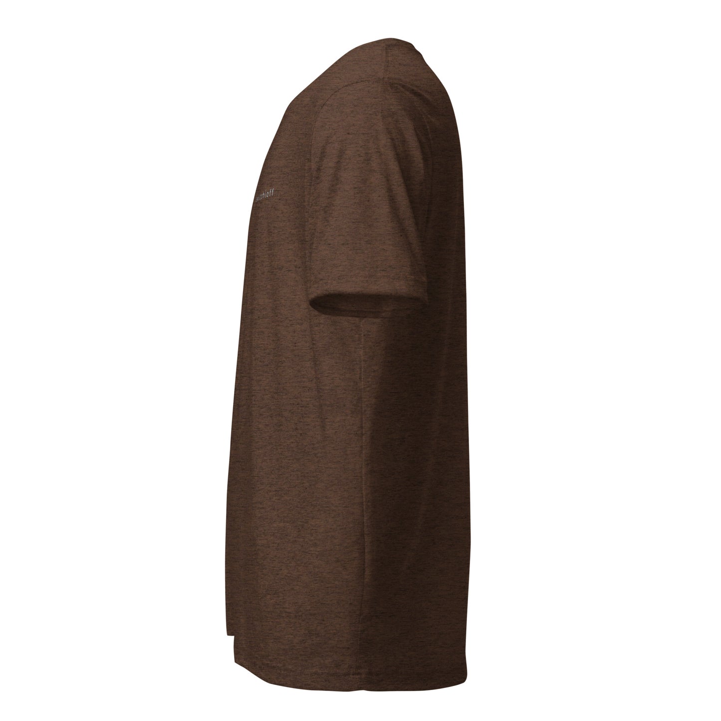 Fitted athletic tri-blend t-shirt in brown - An Athlete Trains. Left side view