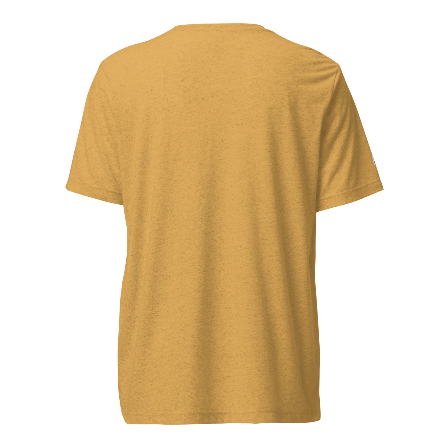 Fitted athletic tri-blend t-shirt in mustard - An Athlete Trains. Back view