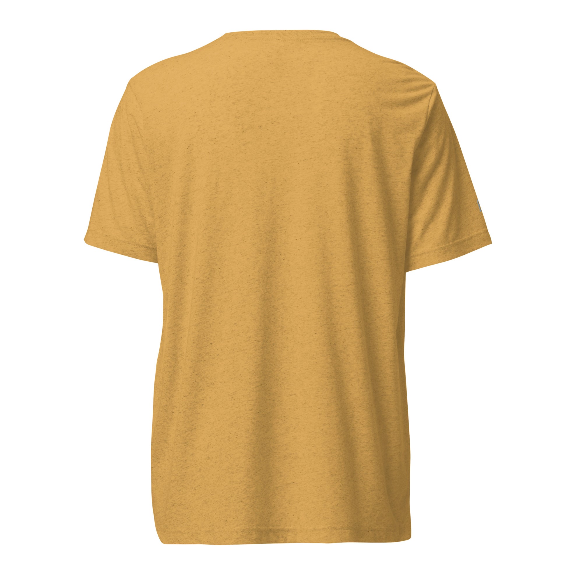 Fitted athletic tri-blend t-shirt in mustard  - An Athlete Trains. Back view