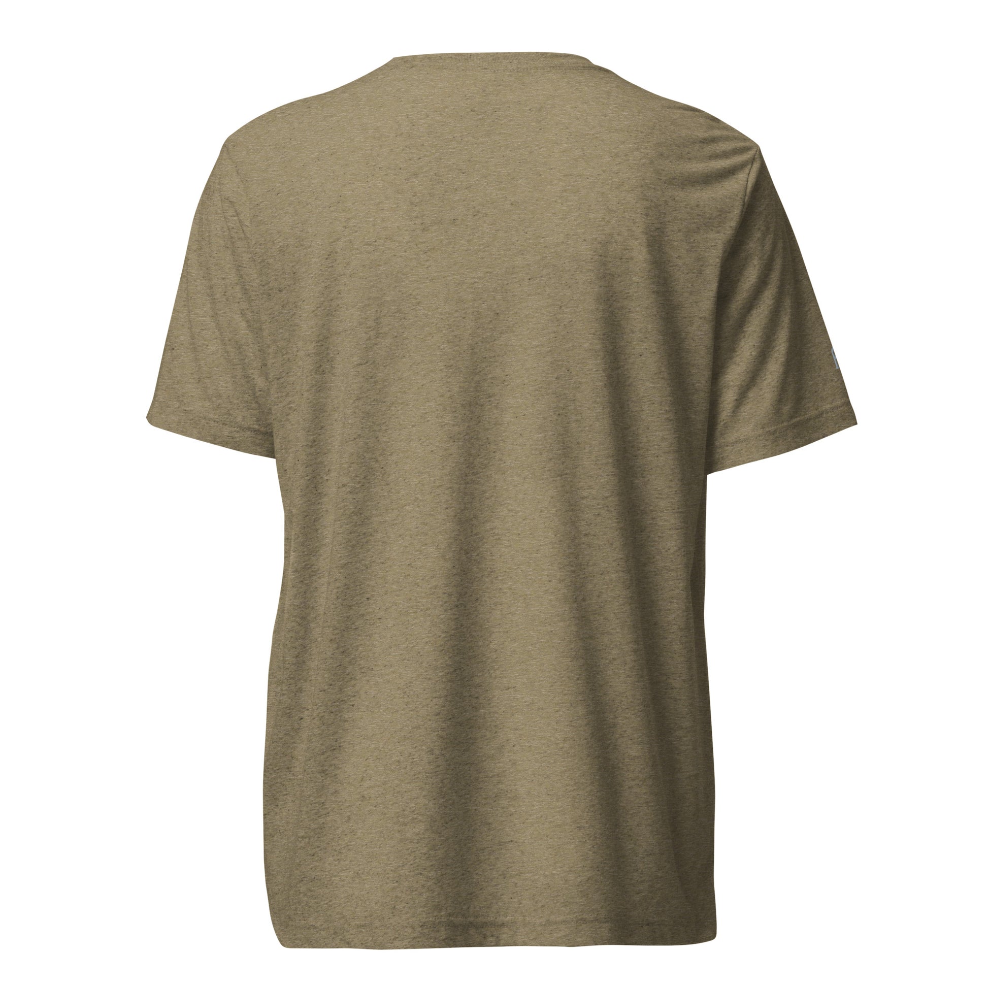 Fitted athletic tri-blend t-shirt in olive  - An Athlete Trains. Back view