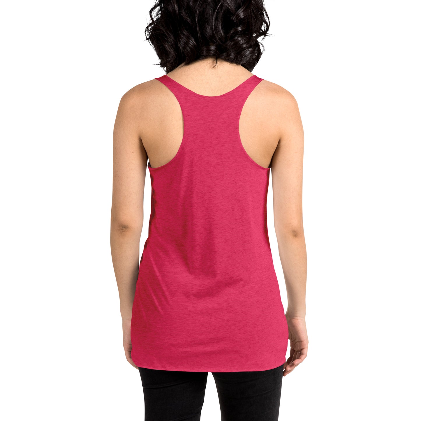 A soft, lightweight, and form-fitting tank top with a flattering cut made of polyester, combed ring-spun cotton, and rayon, by An Athlete Trains