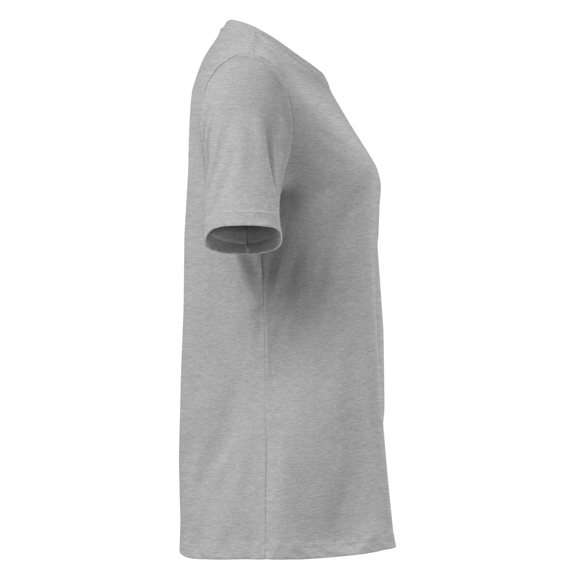 Women's Soft Relaxed 100% cotton pre-shrunk t-shirt in athletic heather gray with white switch\off embroidery - An Athlete Trains