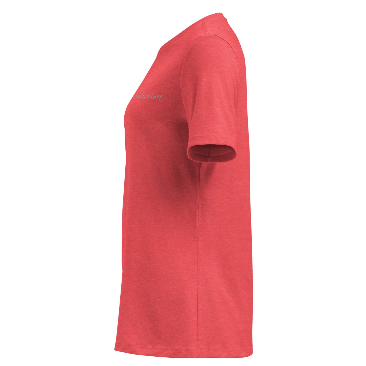 Women's Soft Relaxed 100% cotton pre-shrunk t-shirt in heather red with gray switch\off embroidery - An Athlete Trains