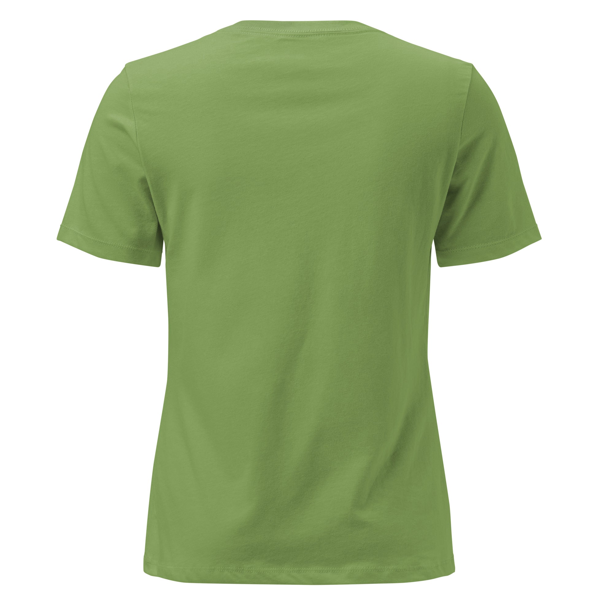 Women's Soft Relaxed 100% cotton pre-shrunk t-shirt in leaf green with white switch\off embroidery - An Athlete Trains