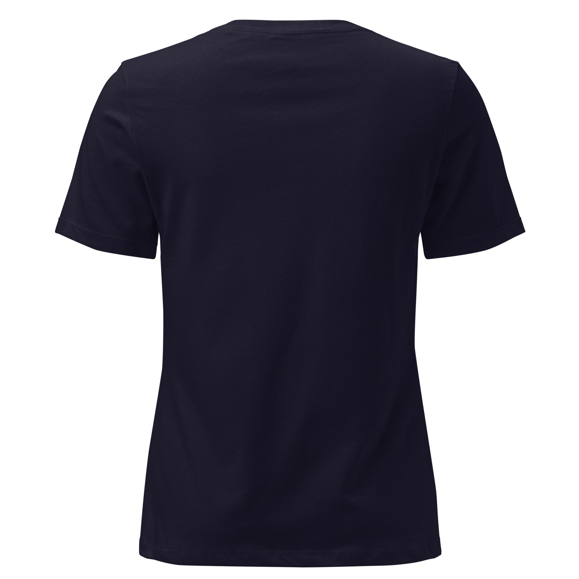 Women's Soft Relaxed 100% cotton pre-shrunk t-shirt in navy with gray switch\off embroidery - An Athlete Trains