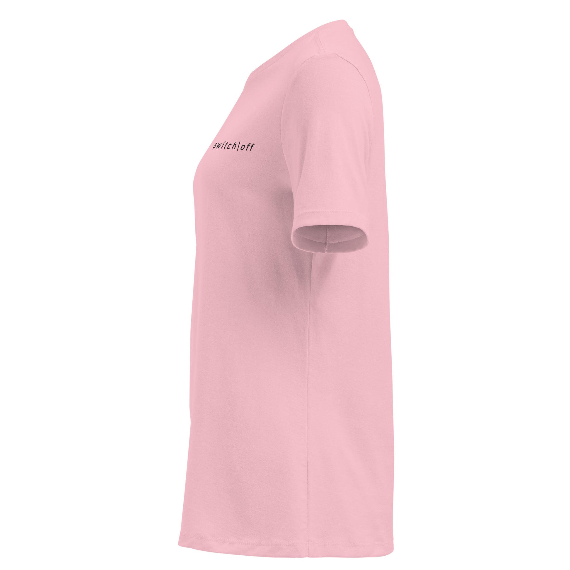 Women's Soft Relaxed 100% cotton pre-shrunk t-shirt in pink with black switch\off embroidery - An Athlete Trains