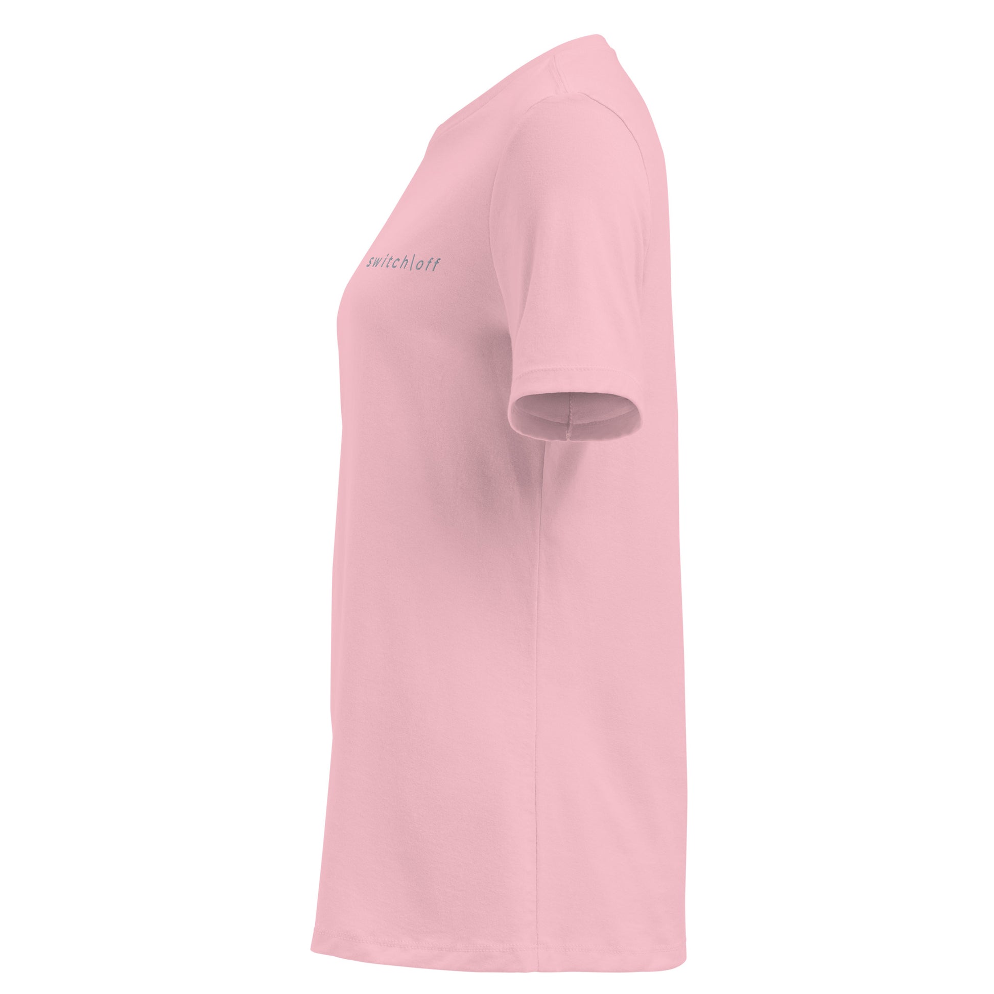 Women's Soft Relaxed 100% cotton pre-shrunk t-shirt in pink with gray switch\off embroidery - An Athlete Trains