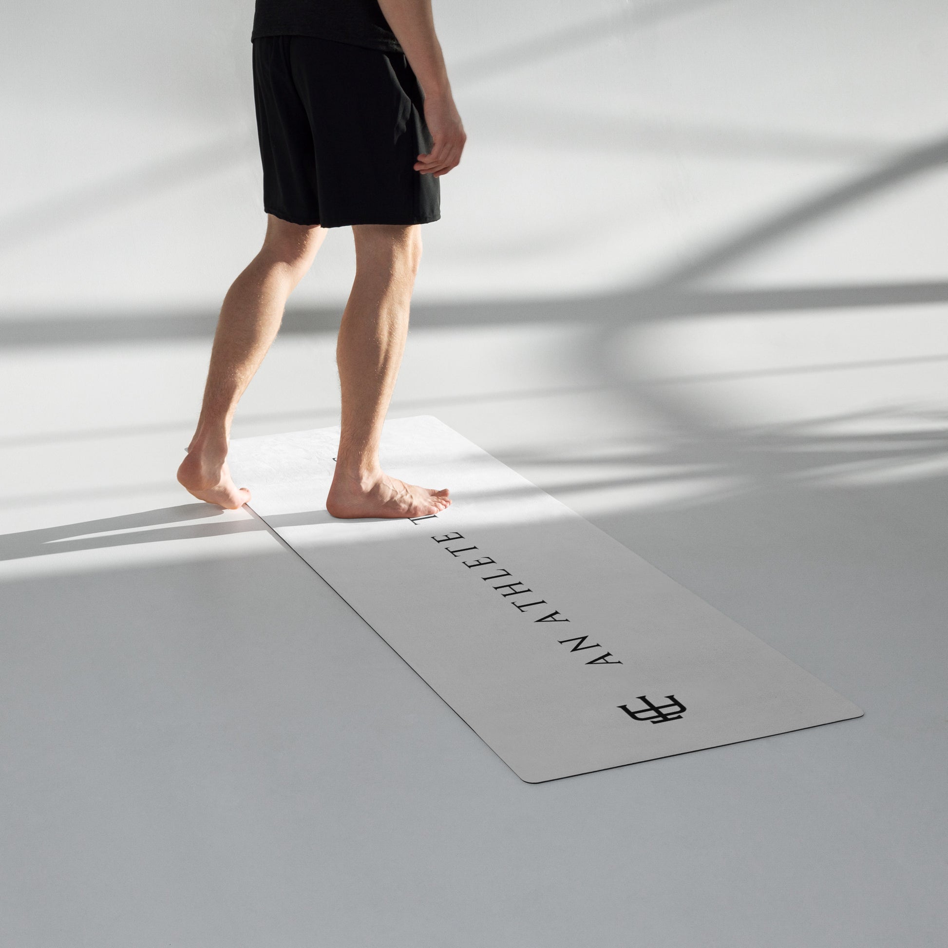 White rubber yoga mat with a microsuede top by An Athlete Trains